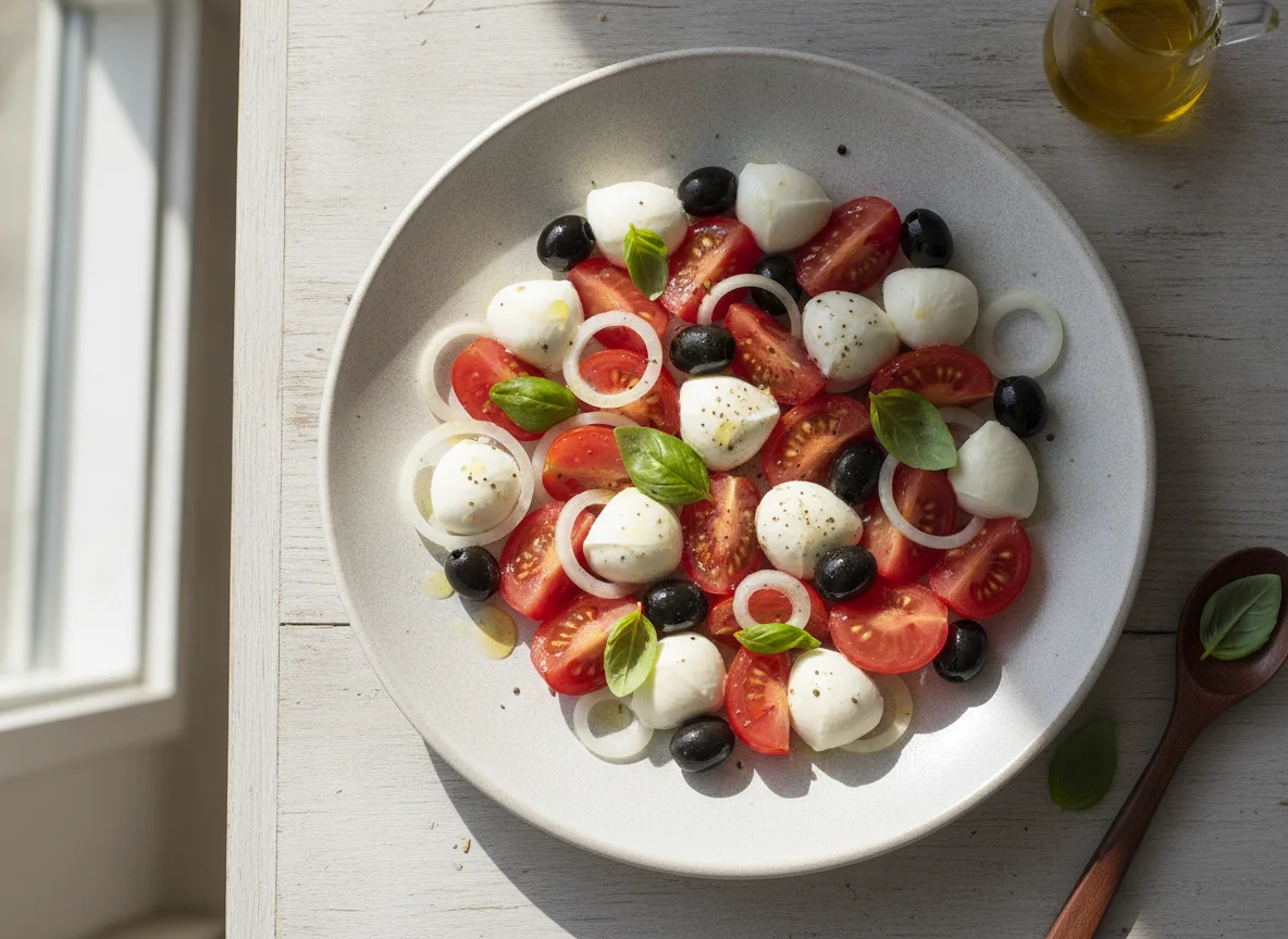 Tomate-Mozzarella-Salat mit Basilikum photo