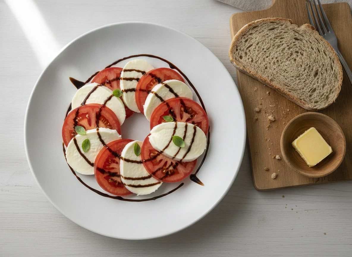 Tomate-Mozzarella-Salat mit Brot photo