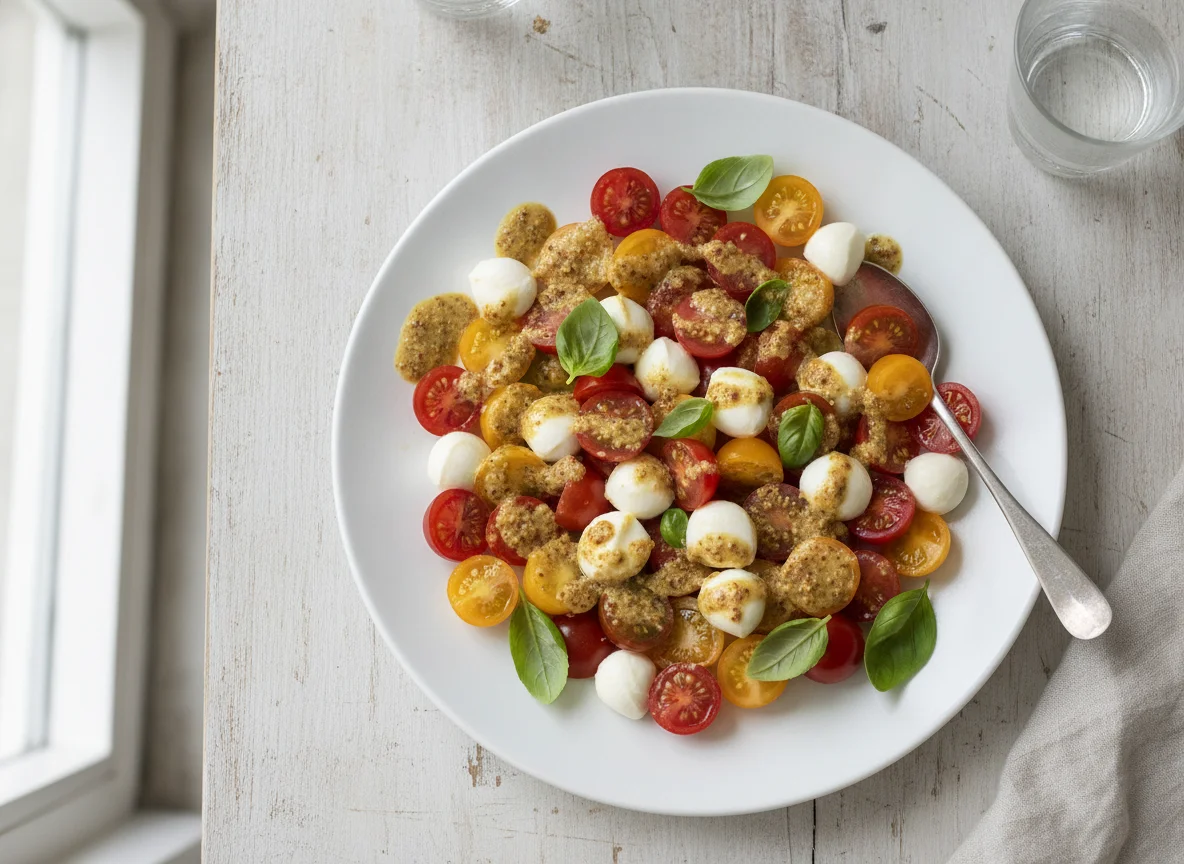 Tomate-Mozzarella-Salat mit Dressing photo