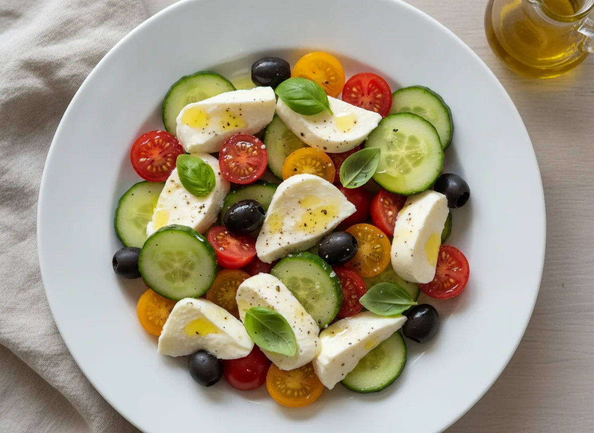 Tomate-Mozzarella-Salat mit Gurke photo