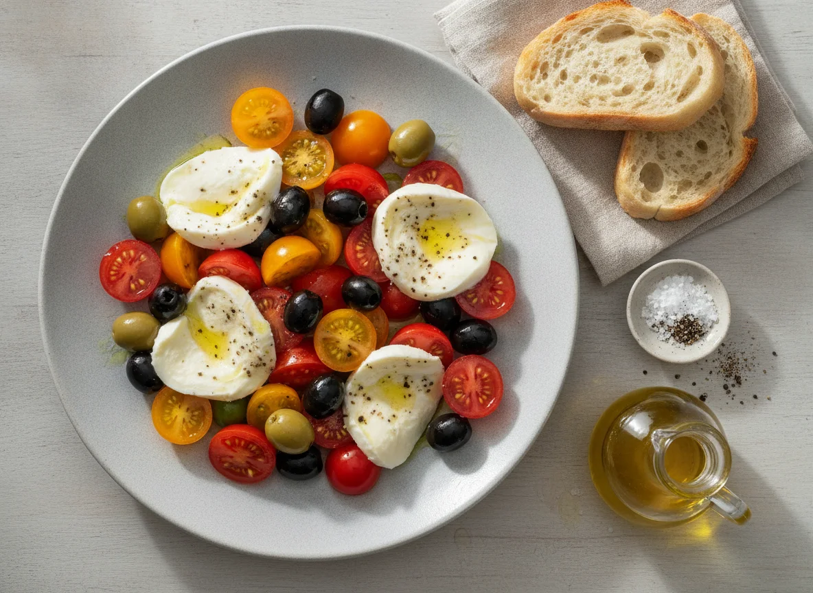 Tomate-Mozzarella-Salat mit Oliven photo