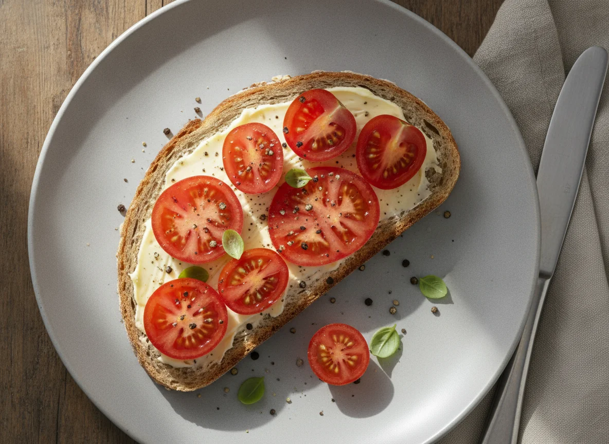 Tomatenbrot mit Butter photo