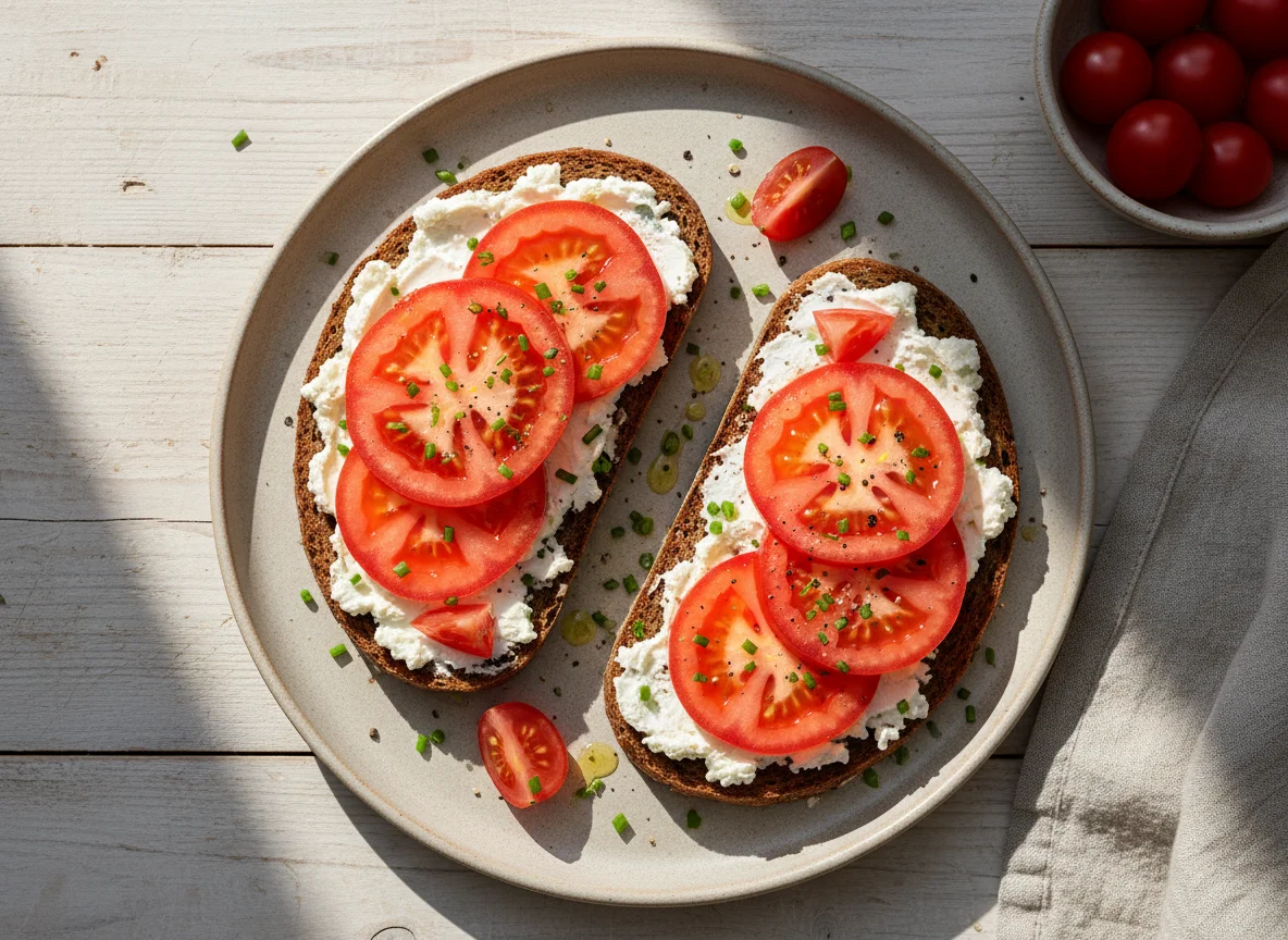 Tomatenbrot mit Frischkäse photo