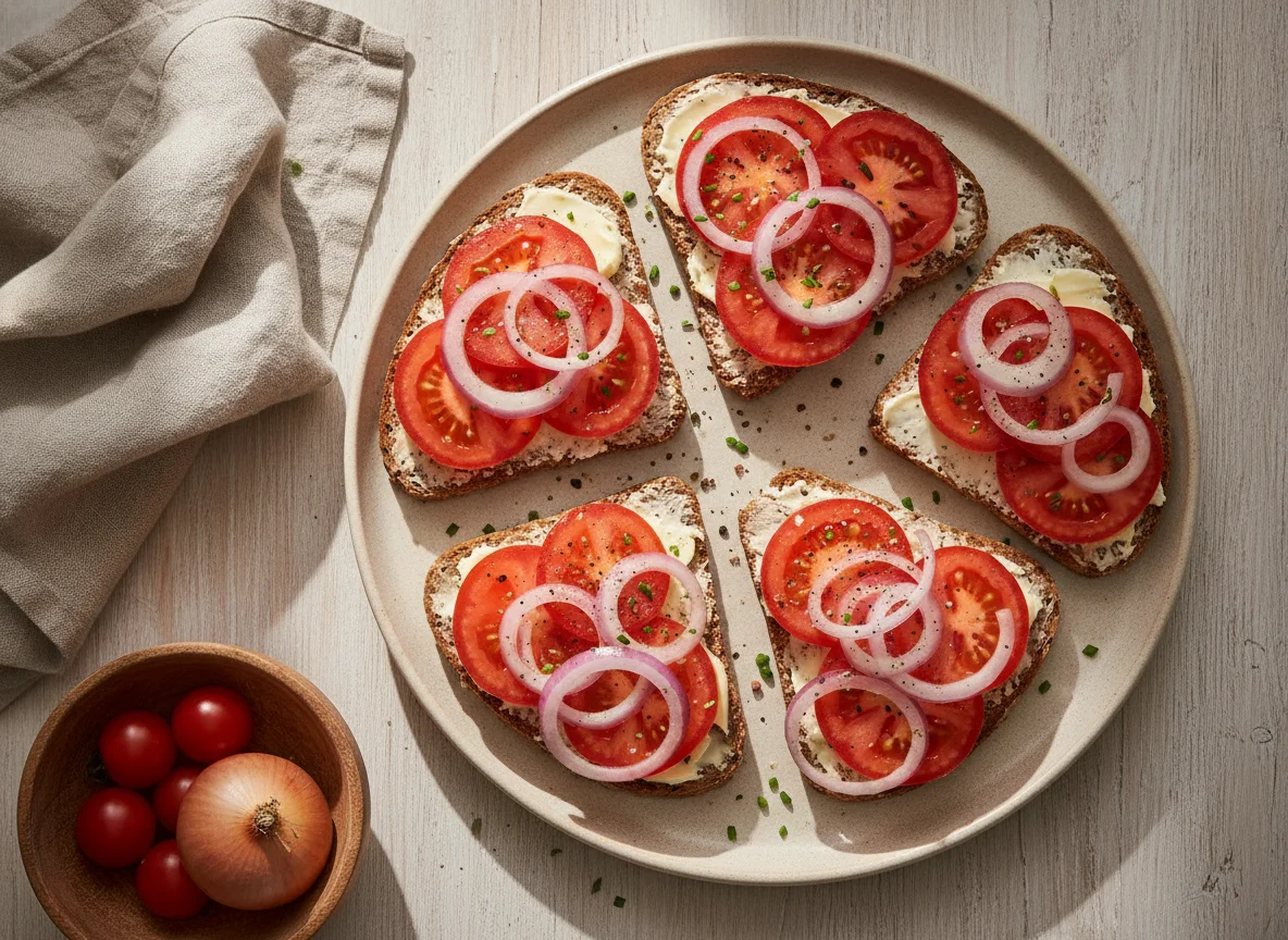 Tomatenbrot mit Zwiebeln photo