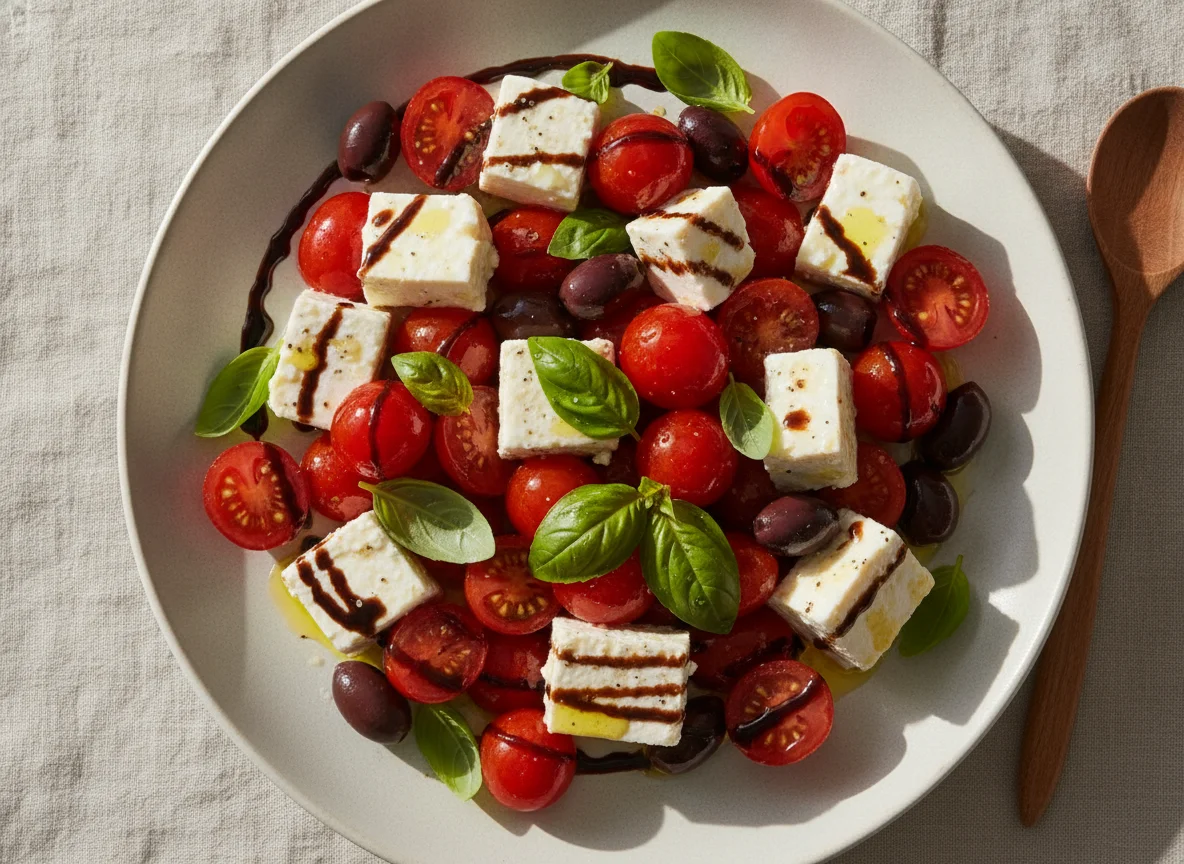 Tomaten-Feta-Salat mit Basilikum photo