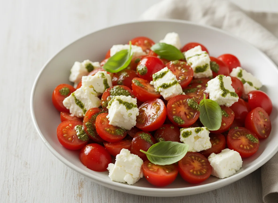 Tomaten-Feta-Salat mit Pesto photo