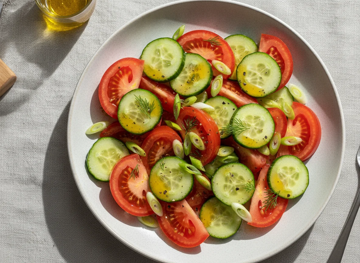 Tomaten-Gurken-Salat mit Frühlingszwiebeln photo
