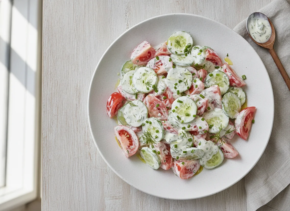 Tomaten-Gurken-Salat mit Joghurtdressing photo