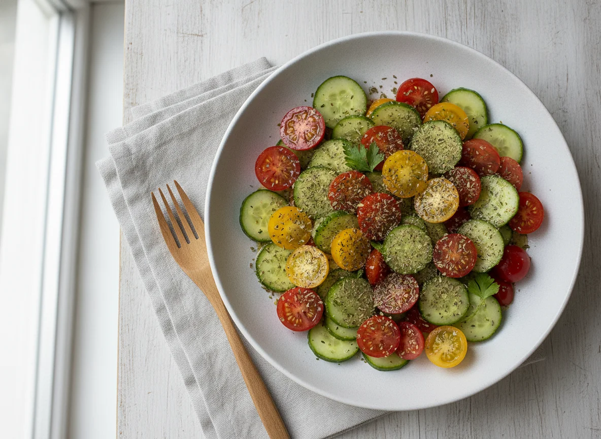 Tomaten-Gurken-Salat mit Kräutern photo