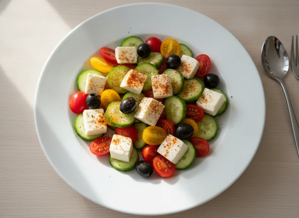 Tomaten-Gurken-Salat mit Mozzarella photo