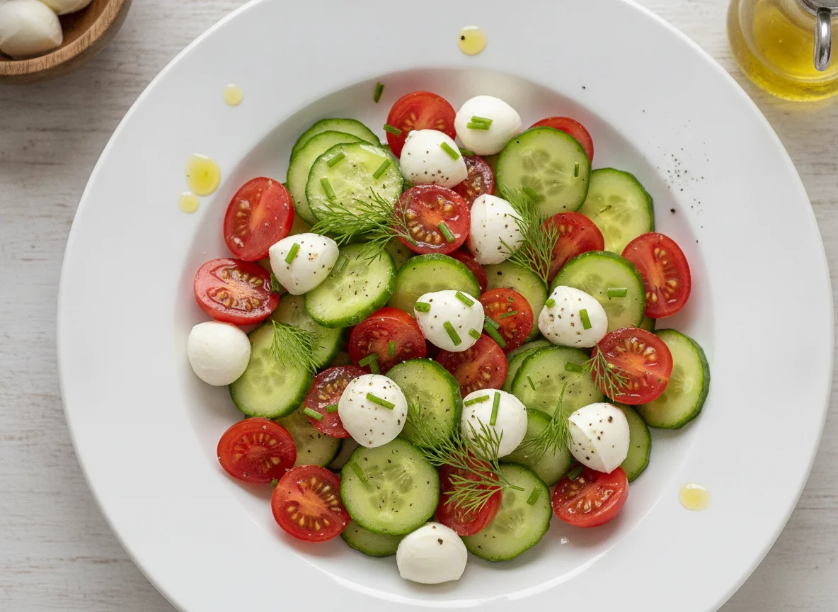 Tomaten-Gurken-Salat mit Mozzarella Light photo