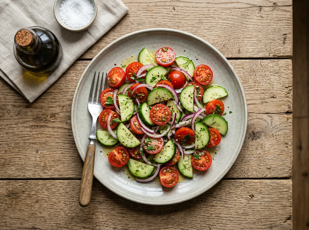 Tomaten-Gurken-Zwiebel-Salat photo