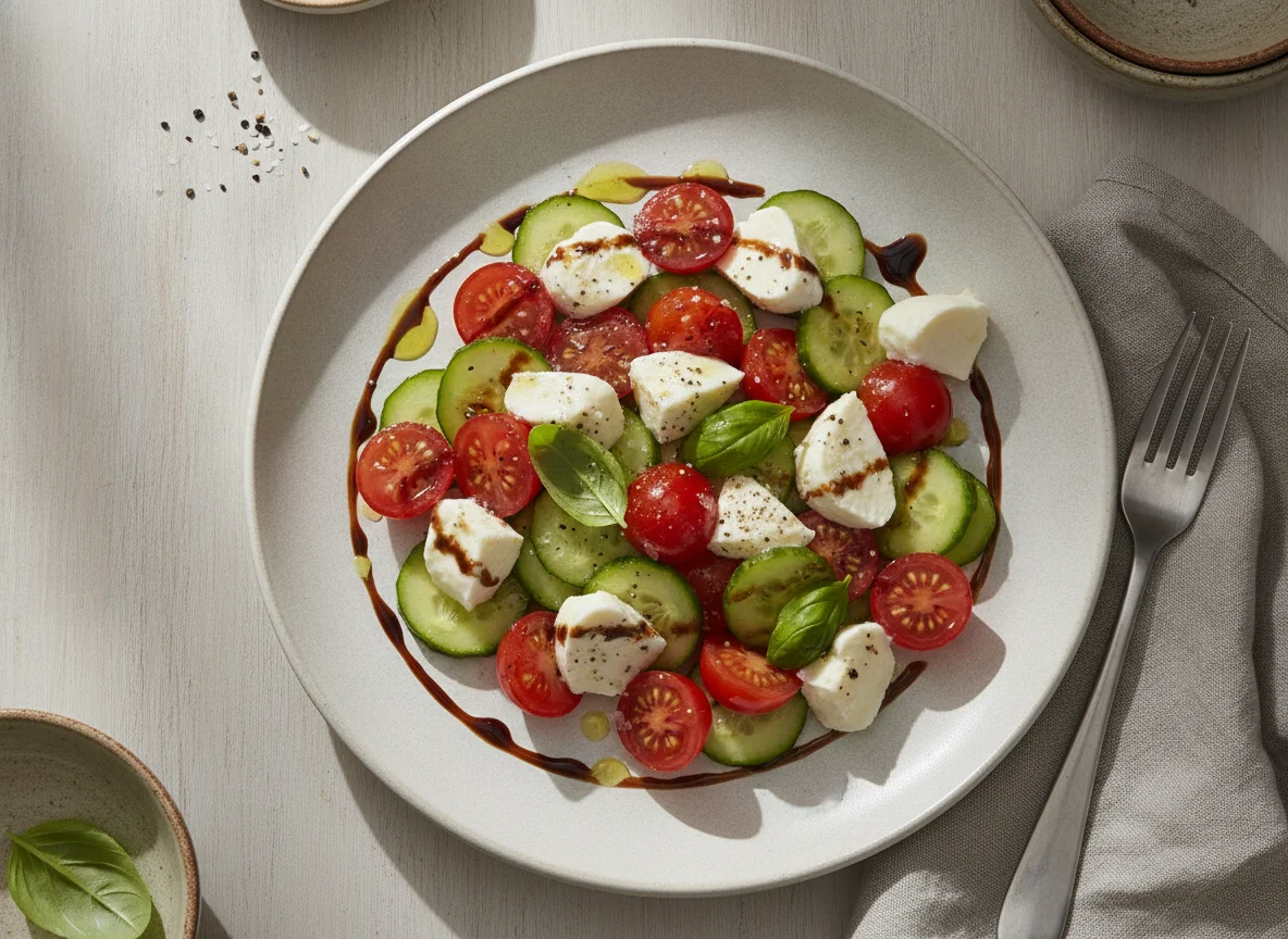 Tomaten-Mozzarella-Gurken-Salat (halbe Portion) photo