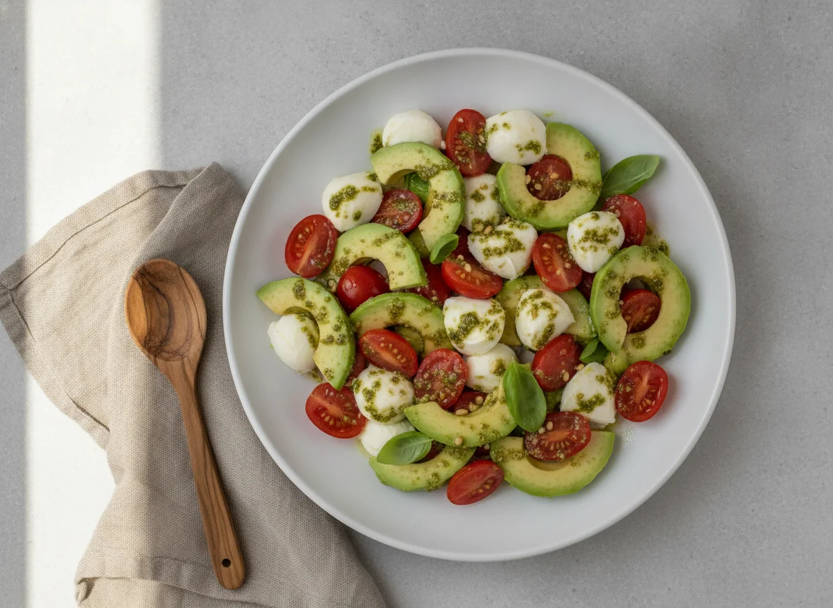 Tomaten-Mozzarella-Salat mit Avocado photo