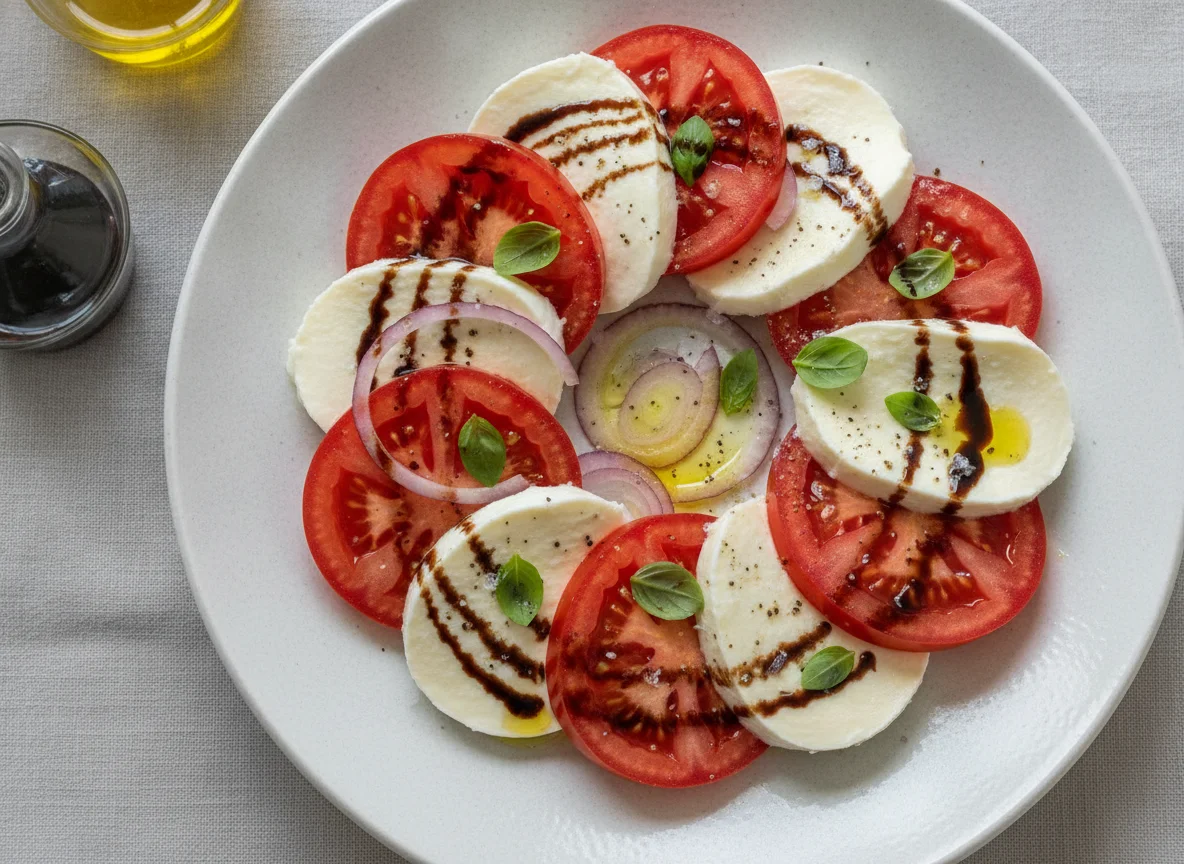 Tomaten-Mozzarella-Salat mit Balsamico-Dressing photo