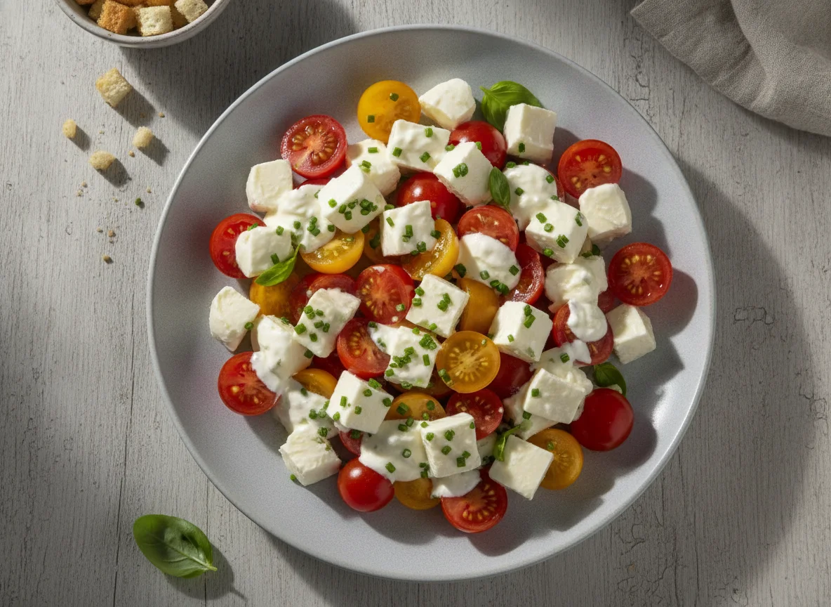 Tomaten-Mozzarella-Salat mit Dressing photo