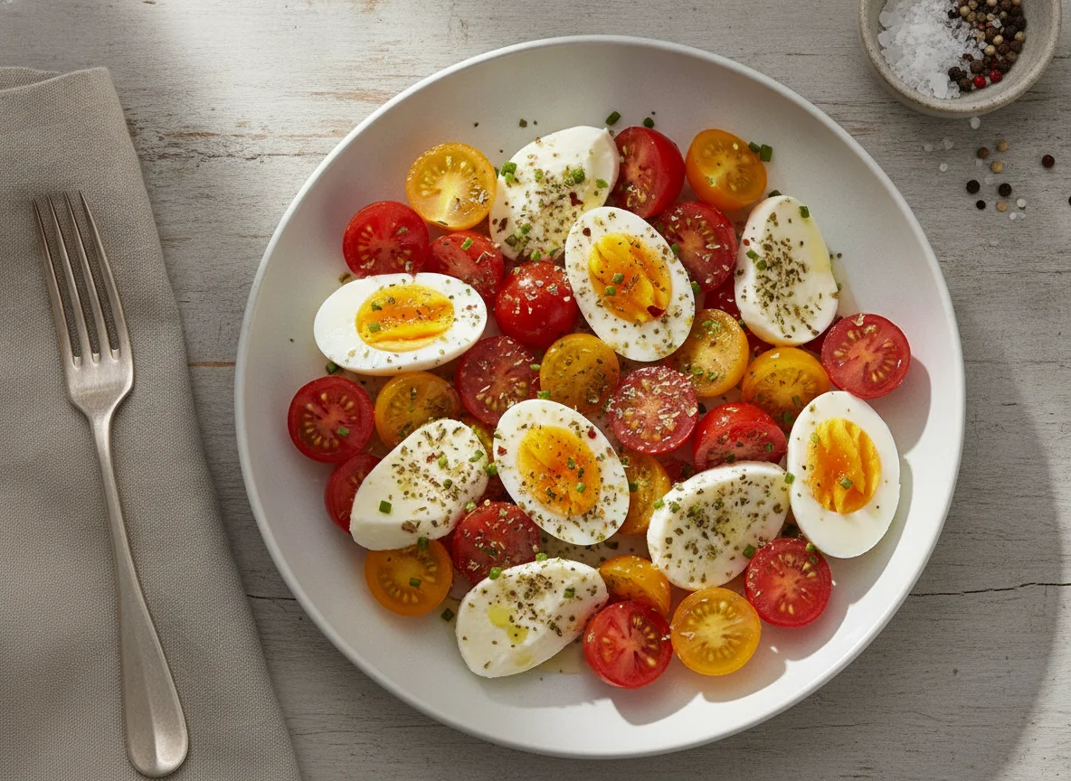 Tomaten-Mozzarella-Salat mit Ei photo