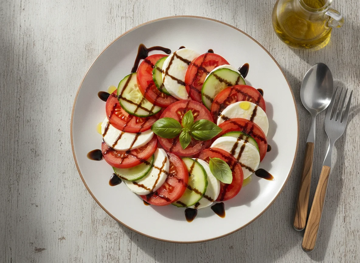 Tomaten-Mozzarella-Salat mit Gurke (halbe Portion) photo