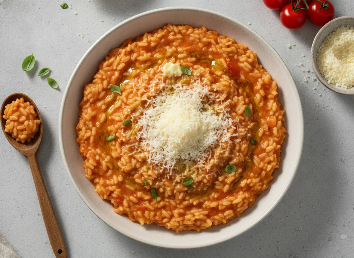 Tomatenrisotto mit Parmesan photo