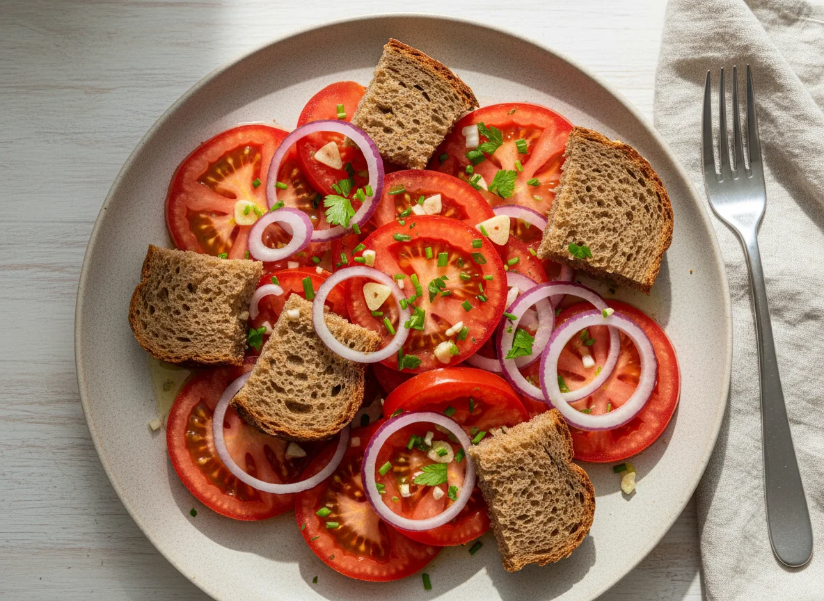 Tomatensalat mit Brot photo