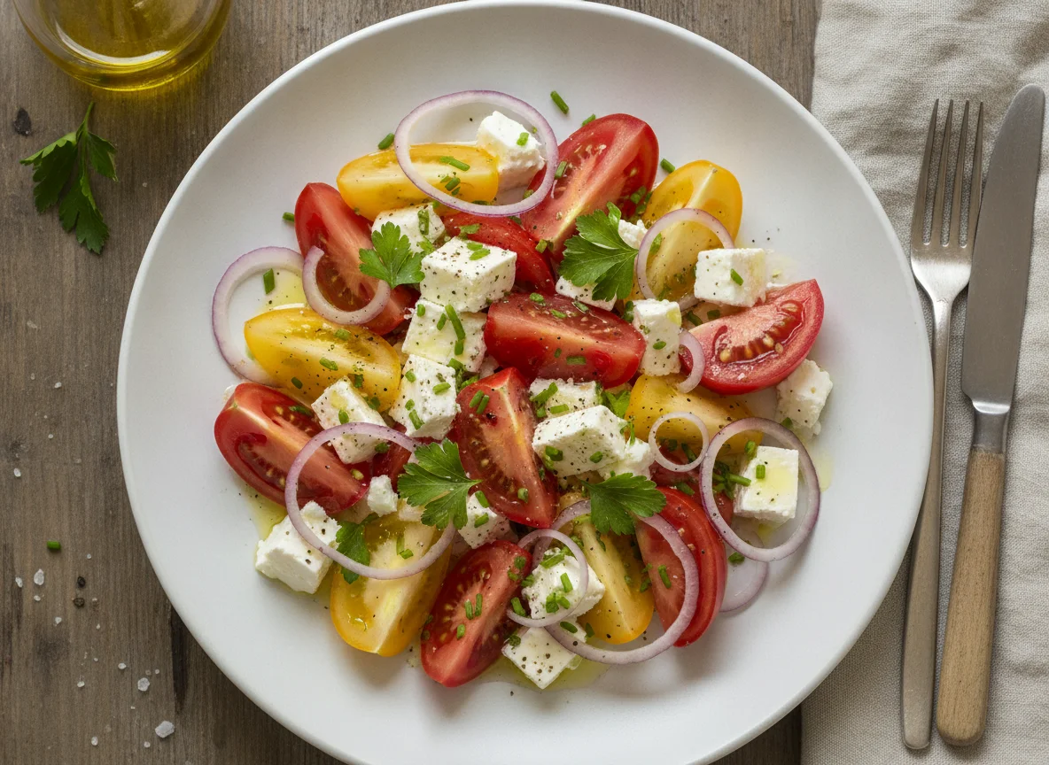 Tomatensalat mit Feta und Zwiebeln photo