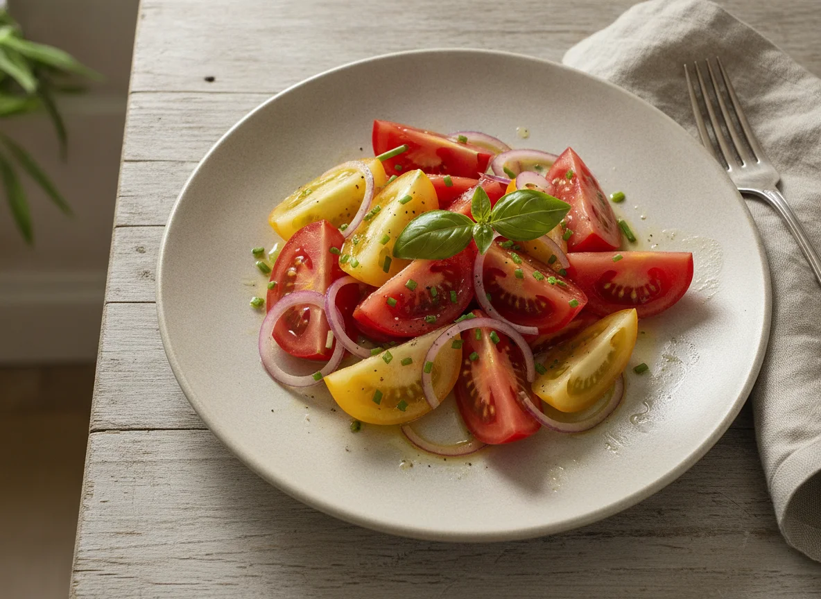 Tomatensalat mit roten Zwiebeln photo