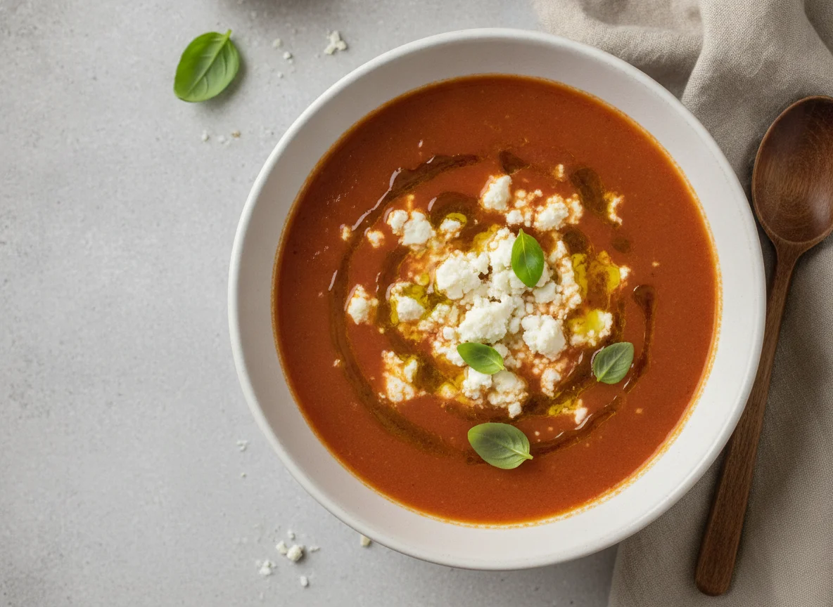 Tomatensuppe mit Feta photo