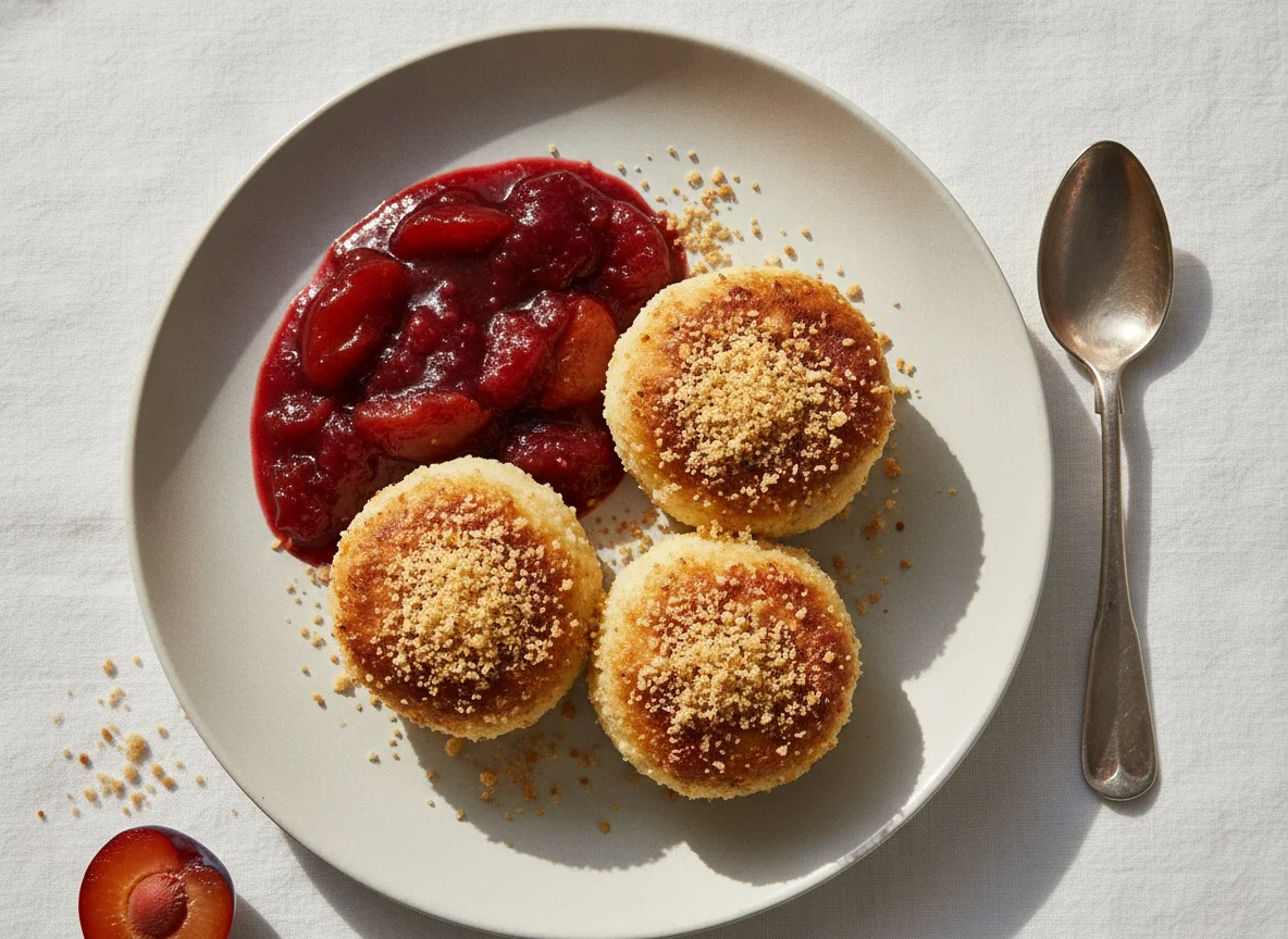Topfenknödel mit Zwetschkenröster photo