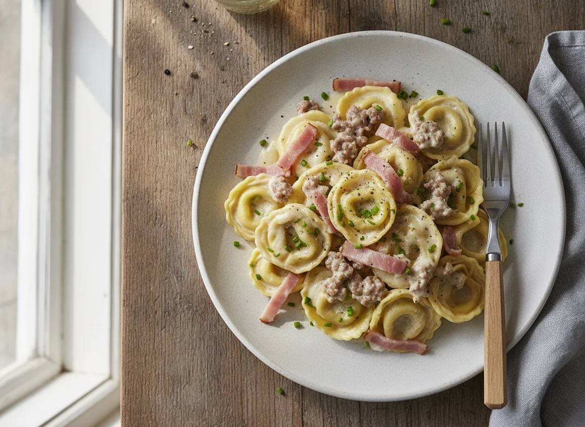 Tortellini in Schinken-Sahne-Soße photo