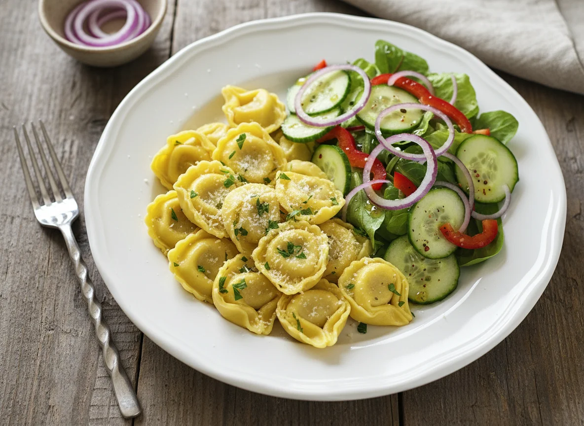 Tortellini mit Beilagensalat photo