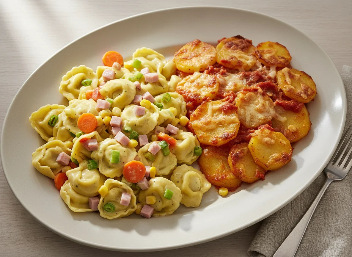Tortellini mit Gemüse und Auflauf photo