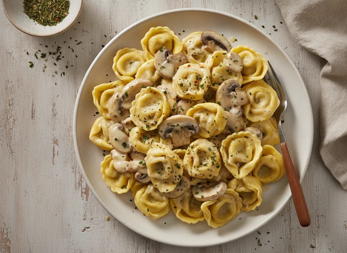 Tortellini mit Pilz-Rahmsauce photo