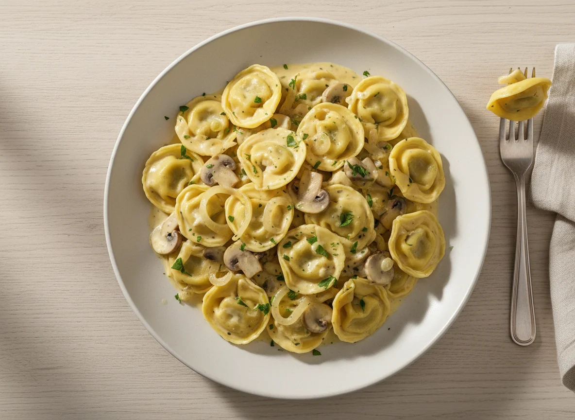 Tortellini mit Pilz-Sahnesauce photo