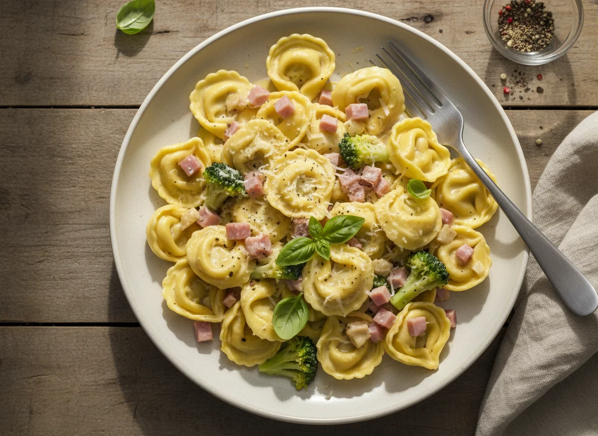 Tortellini mit Schinken-Brokkoli-Sahnesauce photo