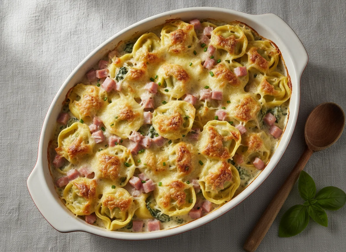 Tortellini-Auflauf mit Schinken und Sahnesauce photo