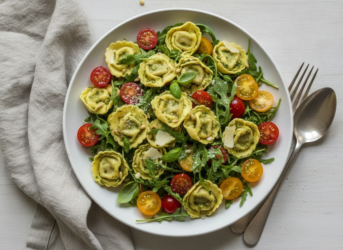 Tortellini-Salat mit Rucola und Tomaten photo