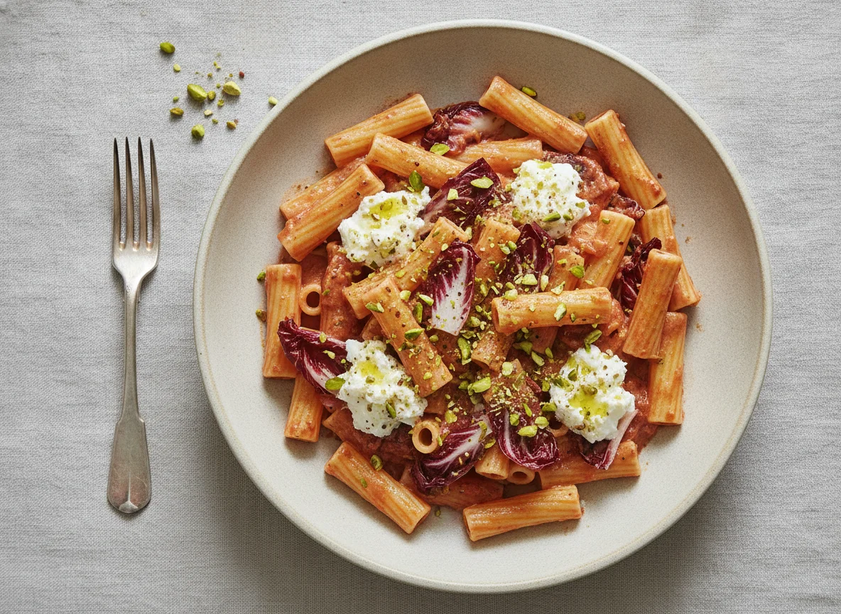 Tortiglioni mit Radicchio und Ricotta photo