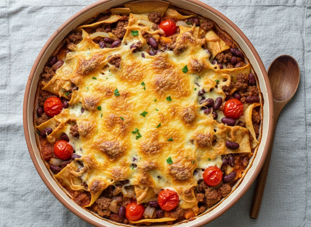 Tortilla-Auflauf mit Hackfleisch und Käse photo