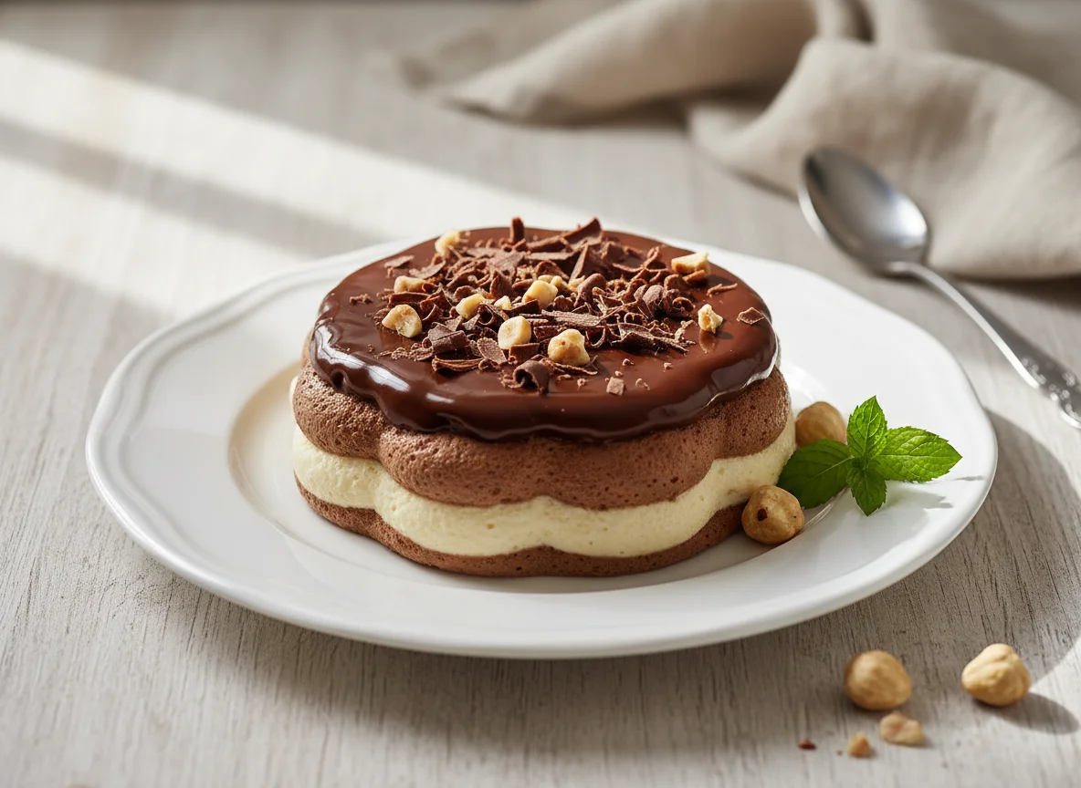 Trio-Mousse Traum mit Haselnuss, Kakao und Schokolade photo