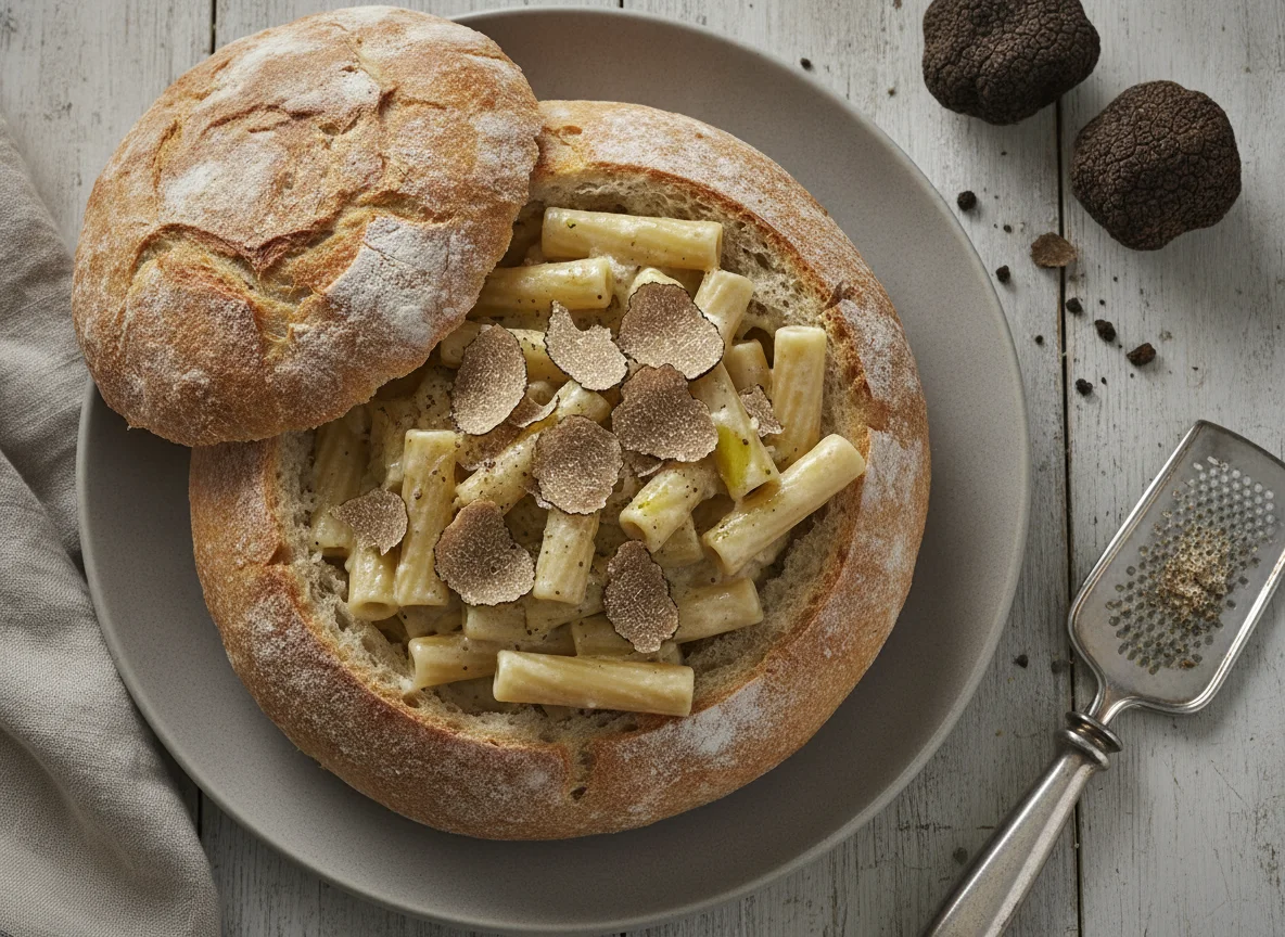 Trüffel-Pasta im Brotleib photo