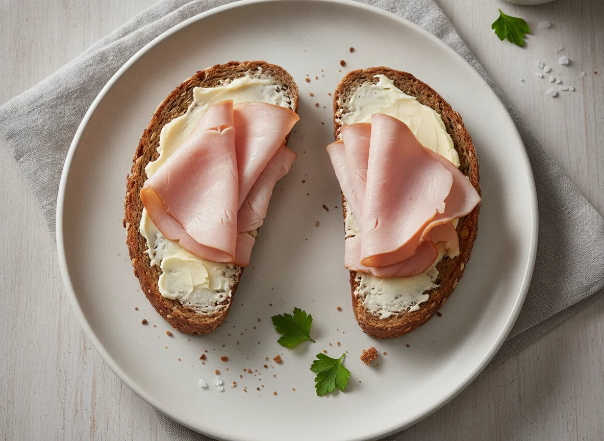 Trutenbrust-Sandwich auf Vollkornbrot photo