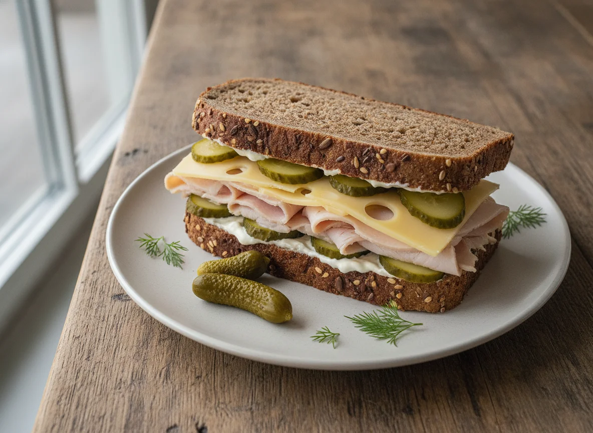 Truthahn-Sandwich mit Vollkornbrot photo