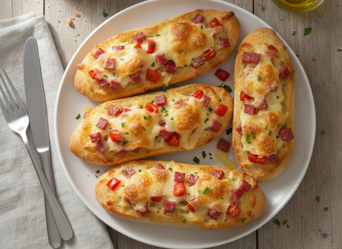 Überbackene Baguette-Hälften photo