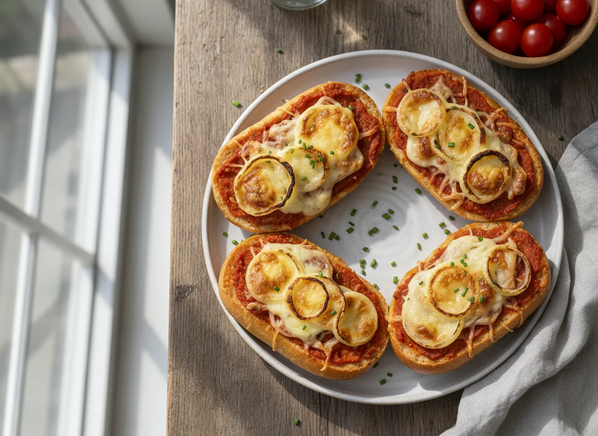 Überbackene Brötchen mit Zwiebel photo