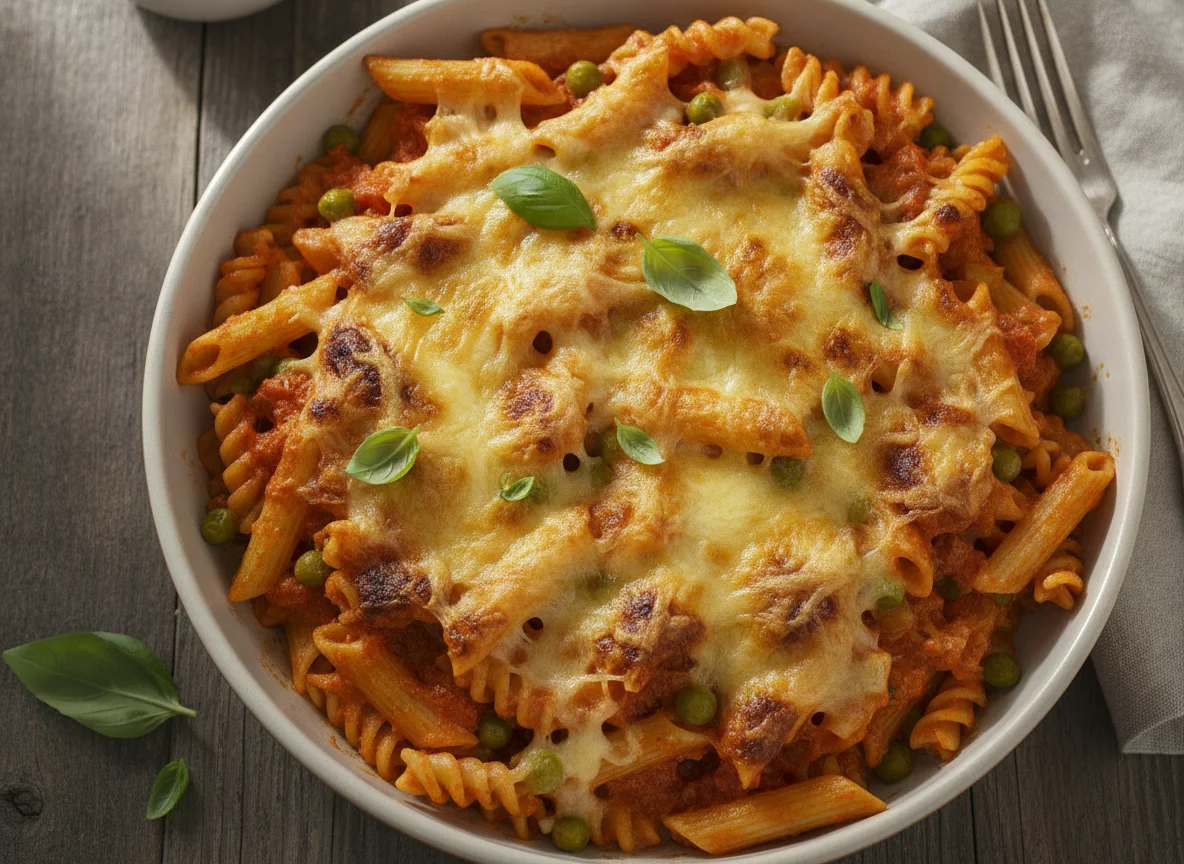 Überbackene Pasta mit Tomaten-Sahnesauce photo