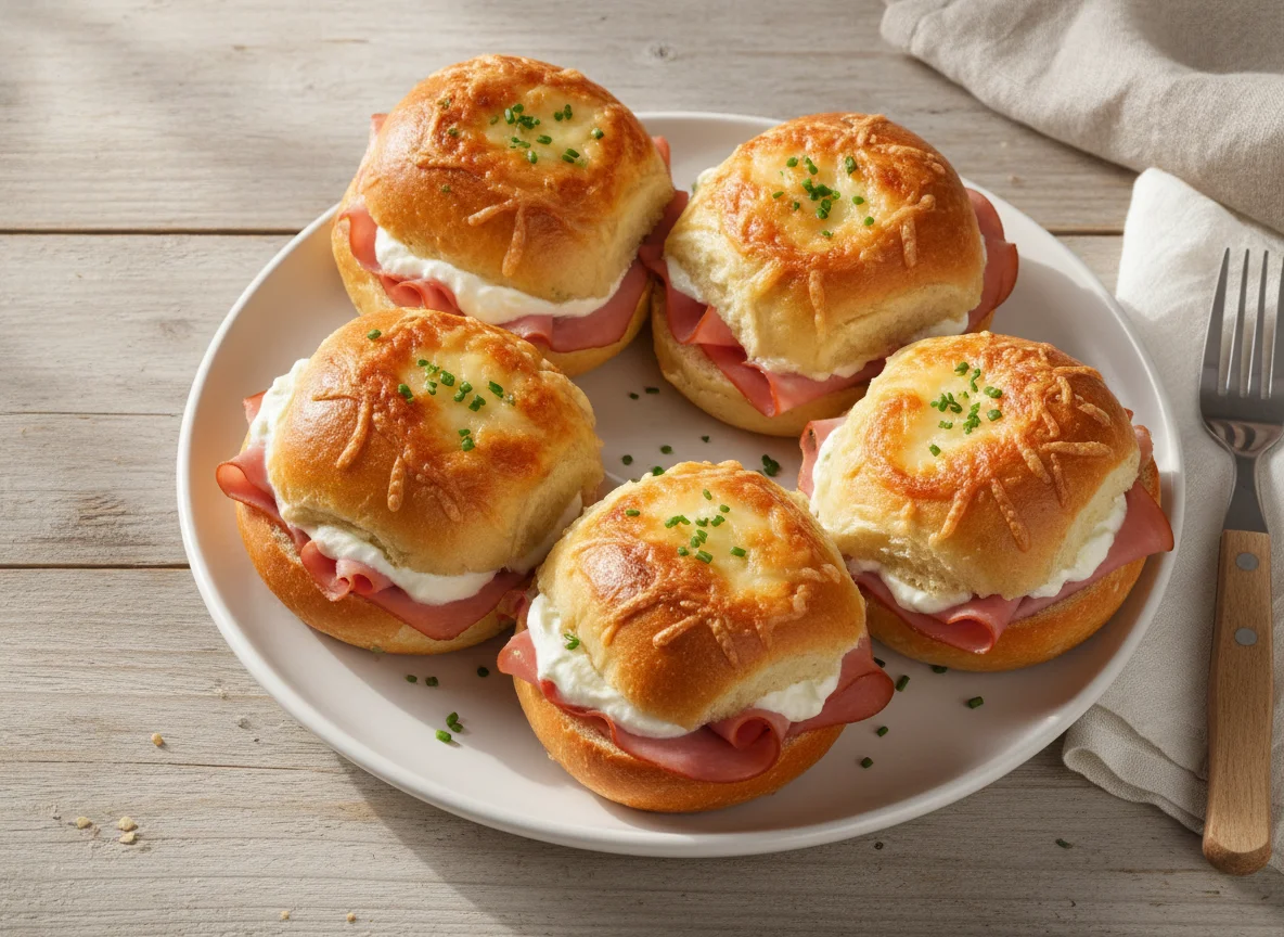 Überbackene Schinkenbrötchen photo