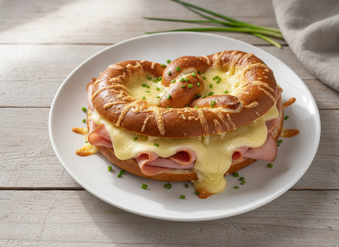Überbackene Schinken-Käse-Brezel photo