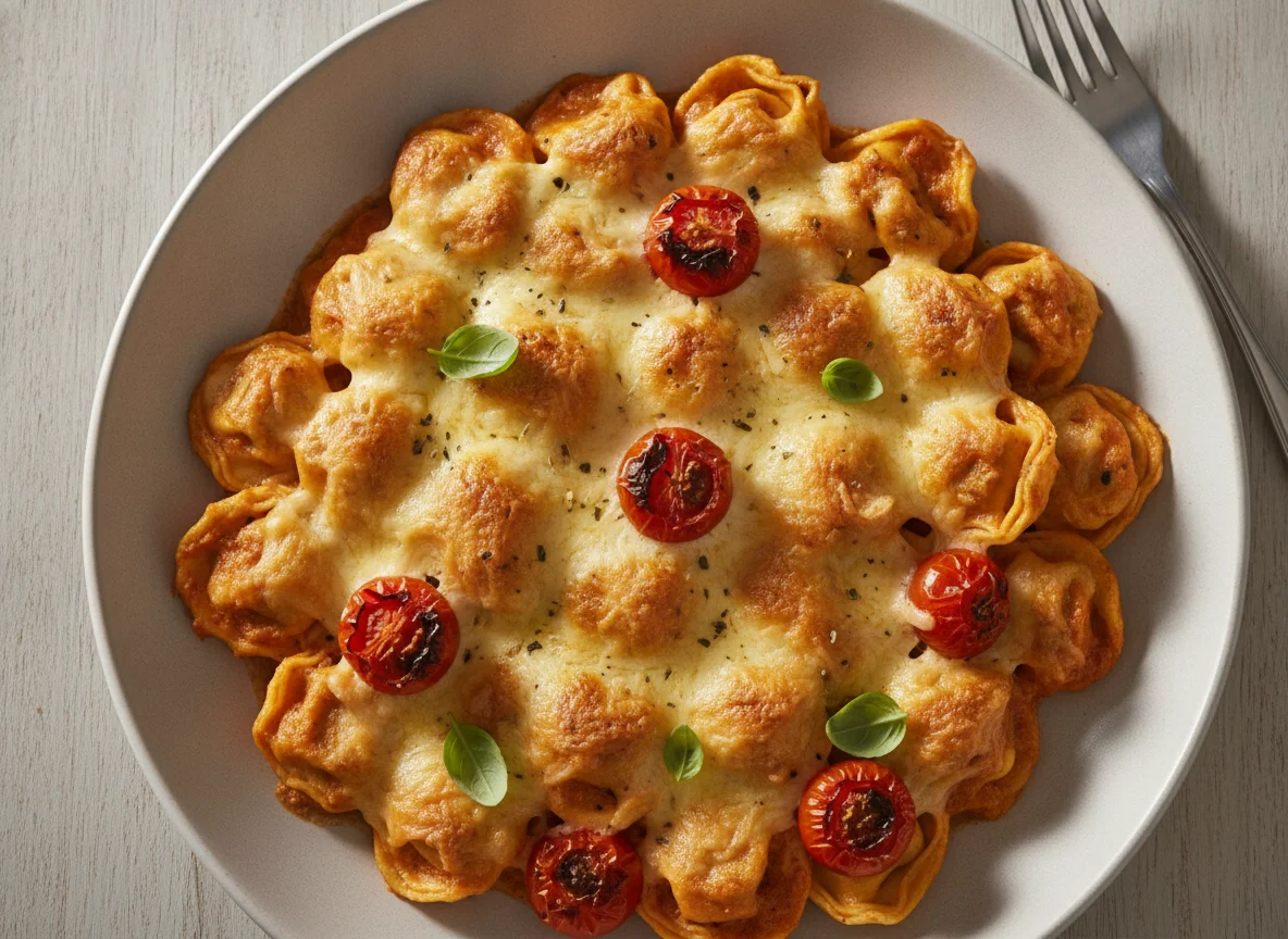 Überbackene Tortellini in Tomaten-Sahnesauce photo