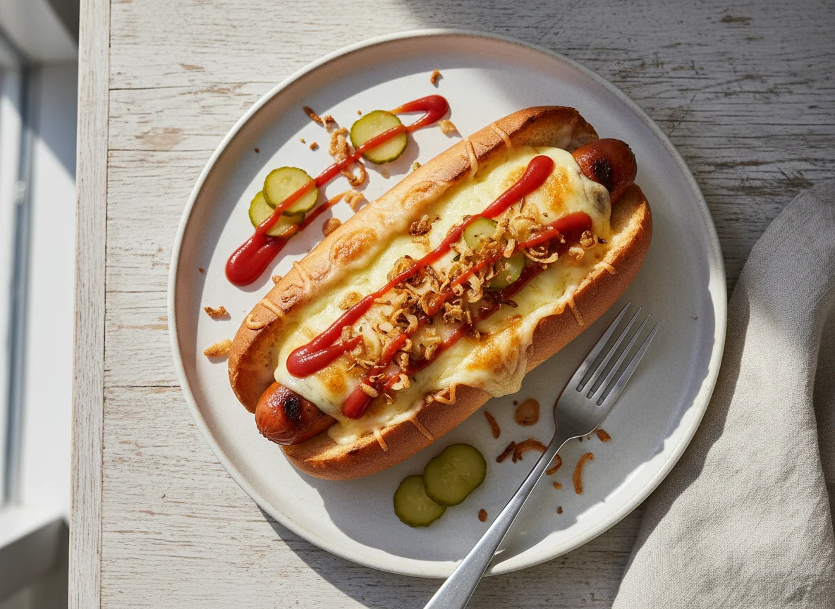 Überbackener Hot Dog photo