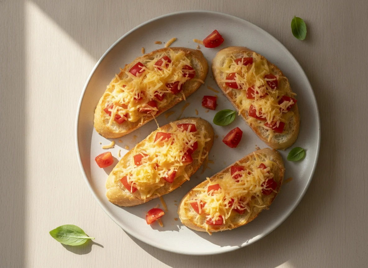 Überbackenes Baguette mit Tomaten photo